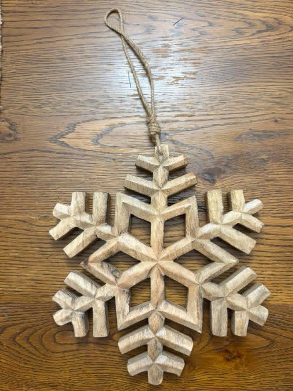Large Wooden Snowflake Hanging Decor - Rustic Holiday Door Décor